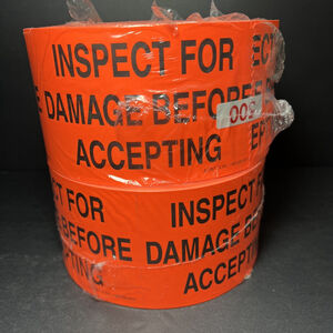 X2 Inspect For Damages Before Accepting Sticker ULINE S-7387 500 Roll 3x5" USA